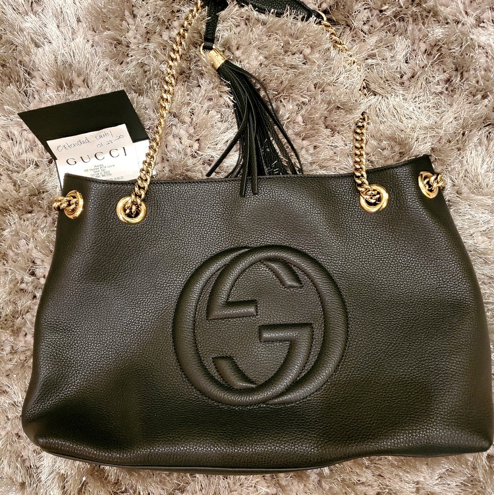 Gucci Black Hobo Bag with Gold Accents